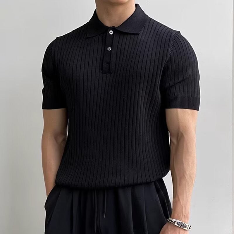 Homem Polo Tricot Algodão Canelado