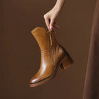 Cora | Mulher Couro Bota Ankle Salto Bloco