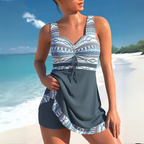 Faye | Mulher Tankini Estampado Asteca Biquíni Duas Peças