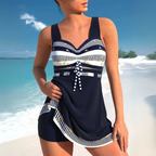 Faye | Mulher Tankini Estampado Asteca Biquíni Duas Peças