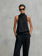 Conjunto de Mulher Preto | Top sem Mangas e Calças | Minimalista