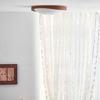 Veda | Candeeiro de Teto Flush | Efeito Madeira, Luz Tri-Cor | Tecido Moderno