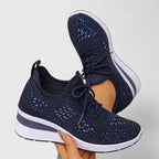 Sapatos ortopédicos femininos bico largo com suporte de arco e sola ergonómica
