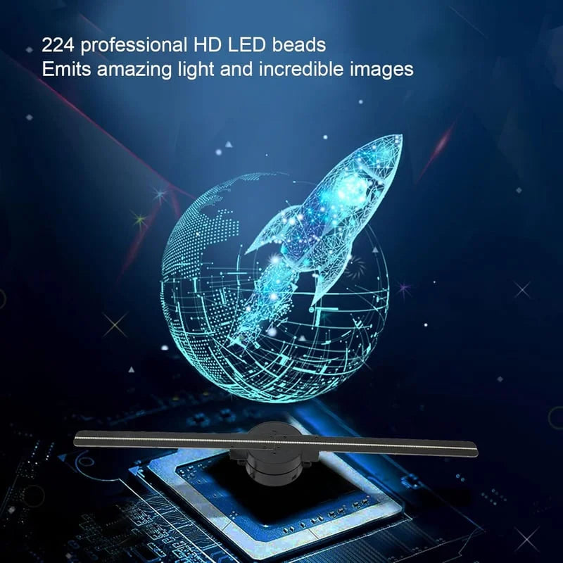 Projetor LED Fan Holograma 3D | Efeito Realista, Alta Resolução | Gigi