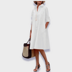 Elsa | Vestido Feminino Midi Polo Manga Longa