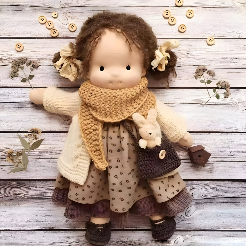 Romy | Boneca Waldorf Artesanal | Algodão e Lã Natural | Bebés e Crianças