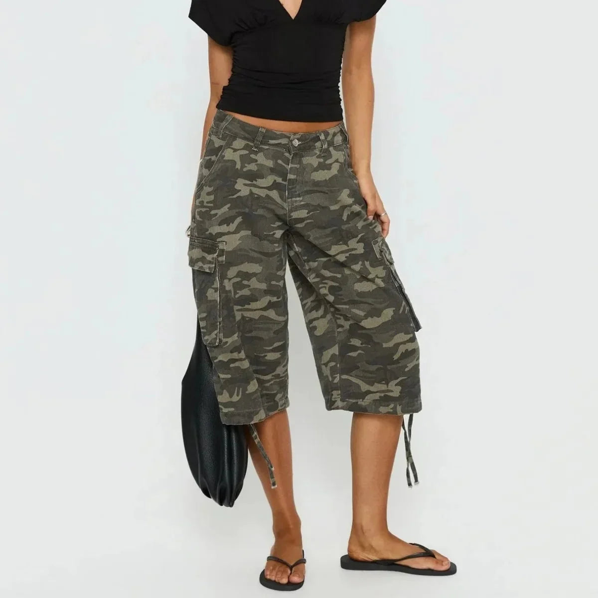 Odette | Calções Cargo Femininos Camuflados Longline Largos