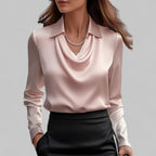 Mulher Blusa Cetim Gola Xale