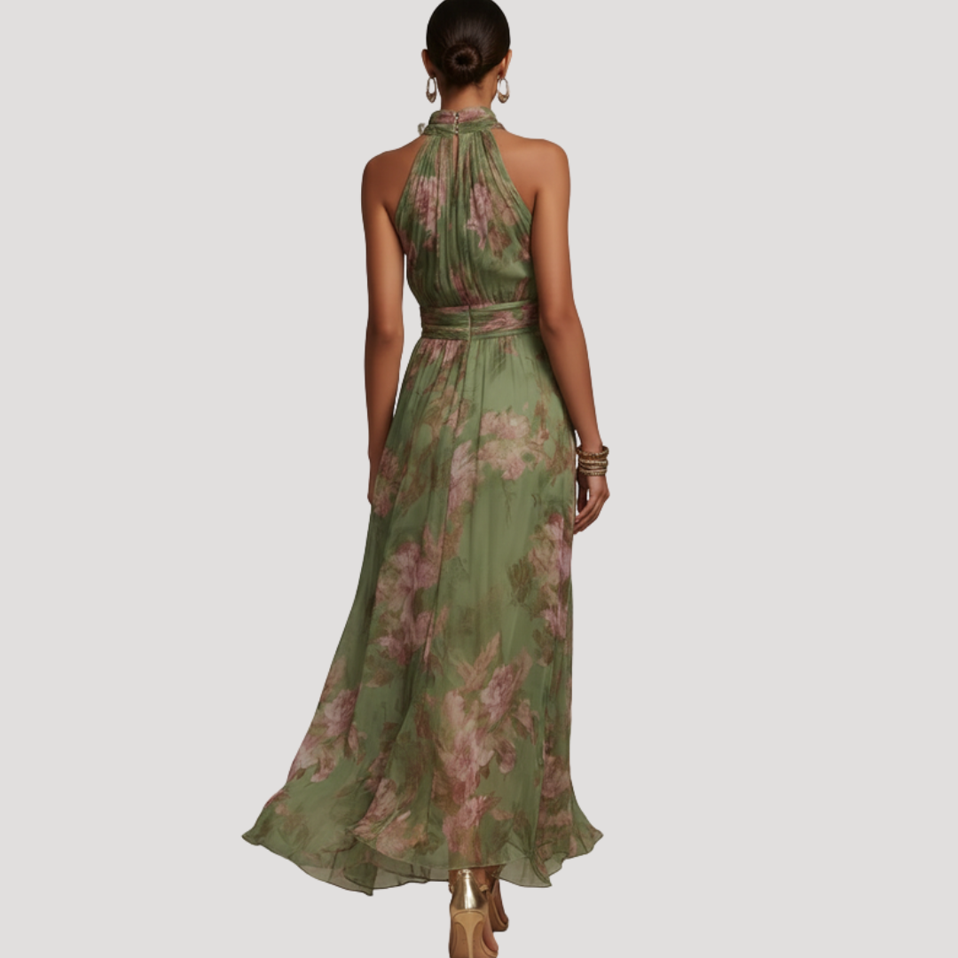 Vestido Maxi Floral Halter Mulher