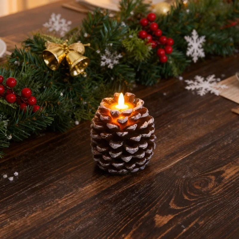 Wenna | Velas LED Decorativas | Design de Pinha, Efeito Chama Realista | Set de 2