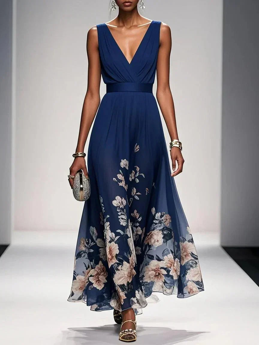 Inez | Vestido Floral Convidada de Casamento Decote V