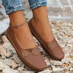 Halcyon | Mulheres Loafers Slip On Perfurados Confortáveis