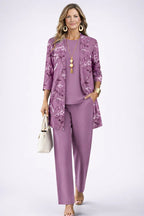 Dahlia | Conjunto Feminino 3 Peças Cardigan Calça Estampada