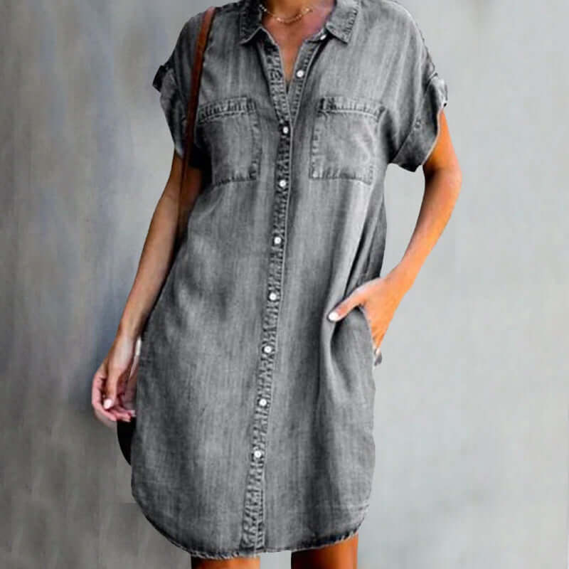 Vestido de Ganga Mulher | Ajuste Confortável, Cintura Marcada