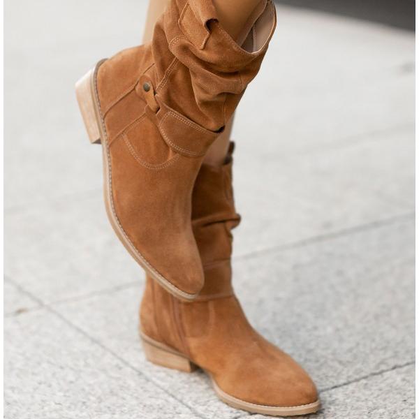 Ondine | Botins Slouch Femininos Bico Redondo com Dobra