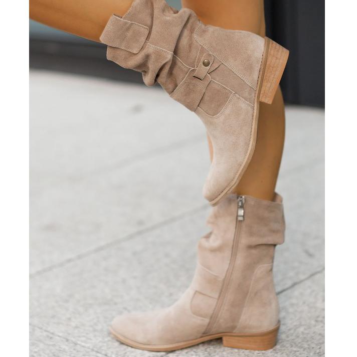 Ondine | Botins Slouch Femininos Bico Redondo com Dobra