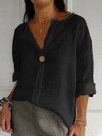 Luna | Blusa Feminina Decote V com Botão