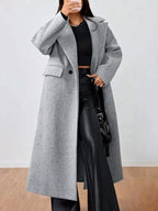 Dione | Mulher Casaco Longo Oversized Gola Lapela