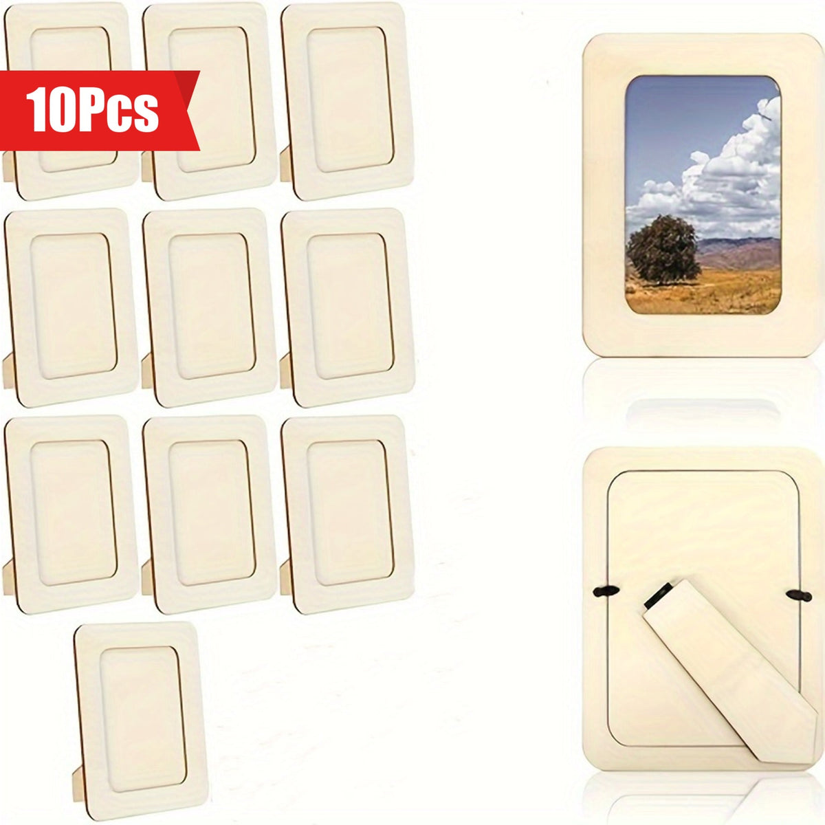 Vianne | Porta-Retratos de Madeira DIY | Conjunto de 10 | 15,24 cm, Decoração