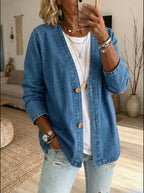 Casaco Feminino Denim Botões Corte Reto