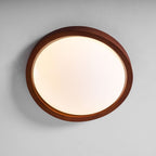 Veda | Candeeiro de Teto Flush | Efeito Madeira, Luz Tri-Cor | Tecido Moderno