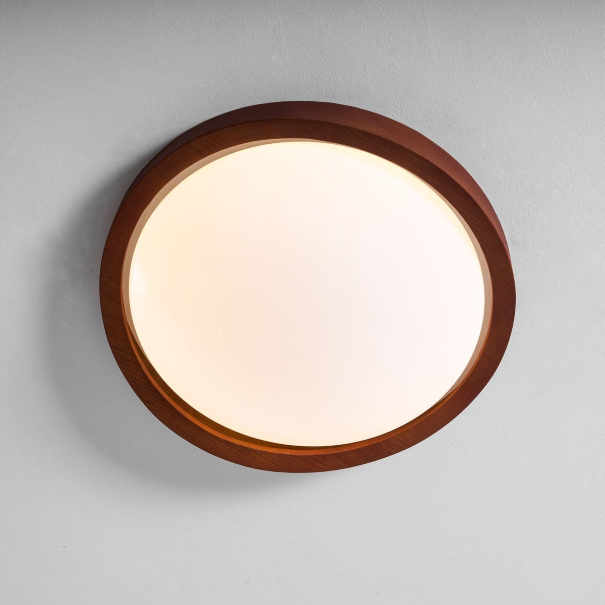 Veda | Candeeiro de Teto Flush | Efeito Madeira, Luz Tri-Cor | Tecido Moderno