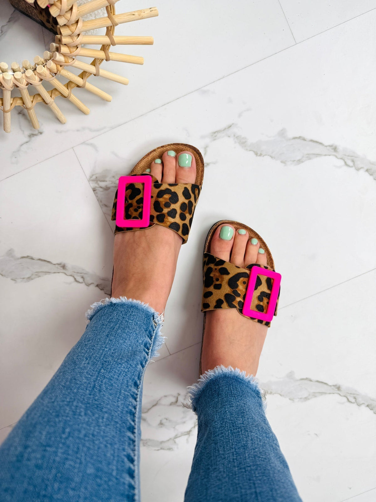 Sandálias de Verão com Fivela Slip On Bico Aberto
