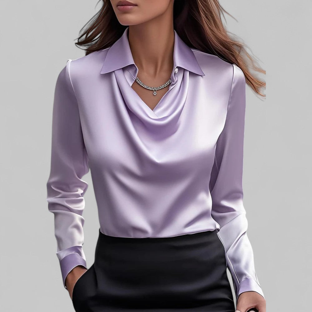 Mulher Blusa Cetim Gola Xale