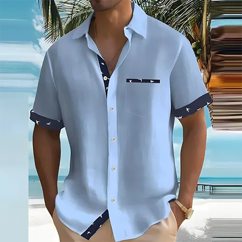 Calla | Camisa Masculina Manga Curta Respirável