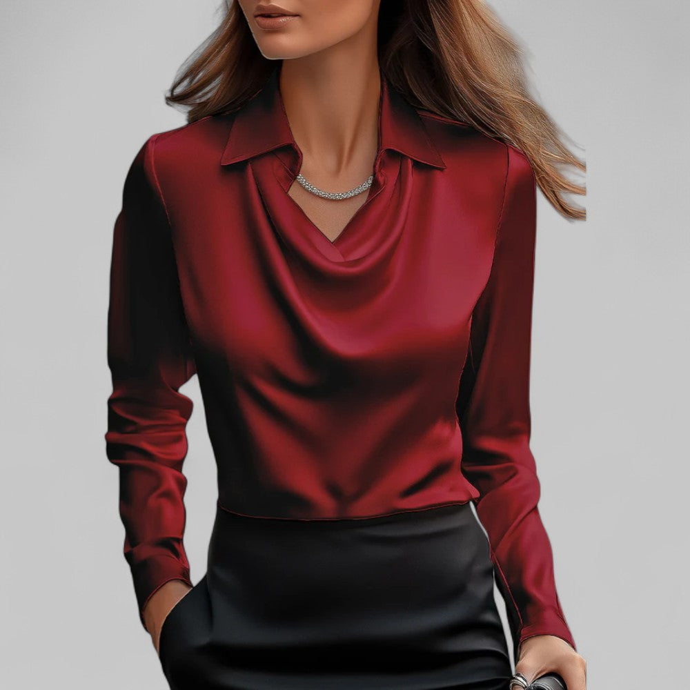 Mulher Blusa Cetim Gola Xale
