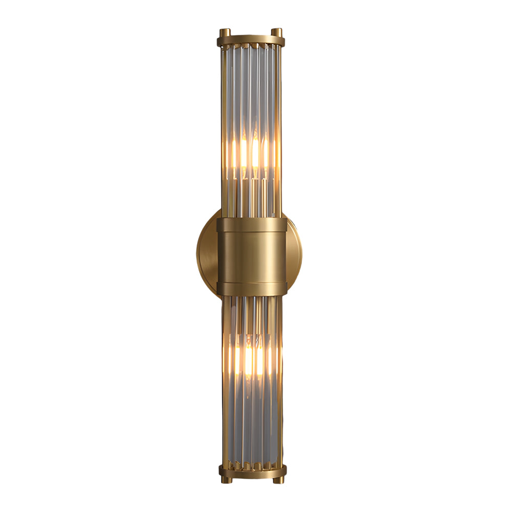Iris | Candeeiro de Parede Moderno | Vidro Cilíndrico, 1 ou 2 Luzes | Cromado e Dourado