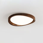 Veda | Candeeiro de Teto Flush | Efeito Madeira, Luz Tri-Cor | Tecido Moderno