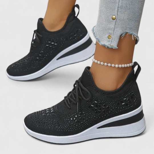 Sapatos ortopédicos femininos bico largo com suporte de arco e sola ergonómica