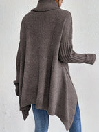 Mulher Camisola Tricot Gola Alta Assimétrica