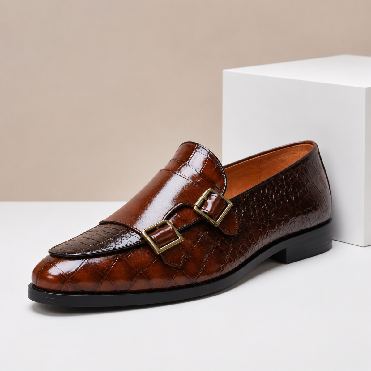 Kaia | Homem Mocassim Couro Double Monk Strap