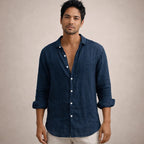 Luna | Homem Camisa de Linho Casual Manga Longa