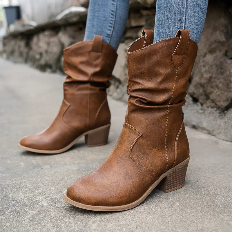 Cassia | Botins Ocidentais Western Femininos Salto Bloco