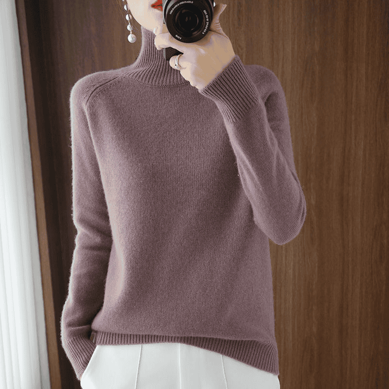 Mulher Camisola Gola Alta Inverno