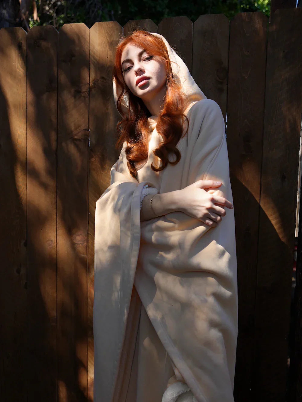 Mulher Hoodie Manta Oversized com capuz, fit amplo e acolhedor