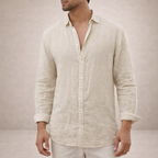 Luna | Homem Camisa de Linho Casual Manga Longa