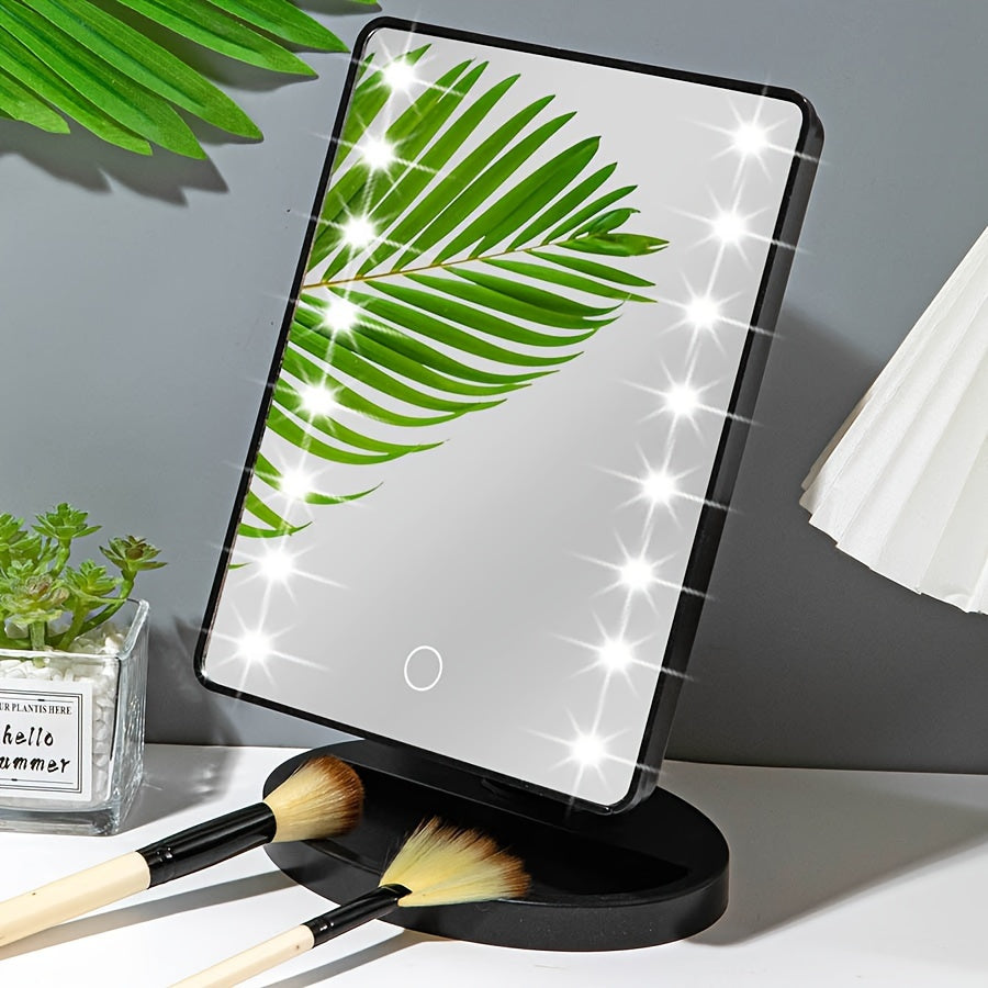 Anneke | Espelho de Maquiagem com LED | 16 LEDs, Brilho Ajustável, Touch Screen | USB e Pilhas