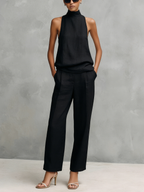 Conjunto de Mulher Preto | Top sem Mangas e Calças | Minimalista