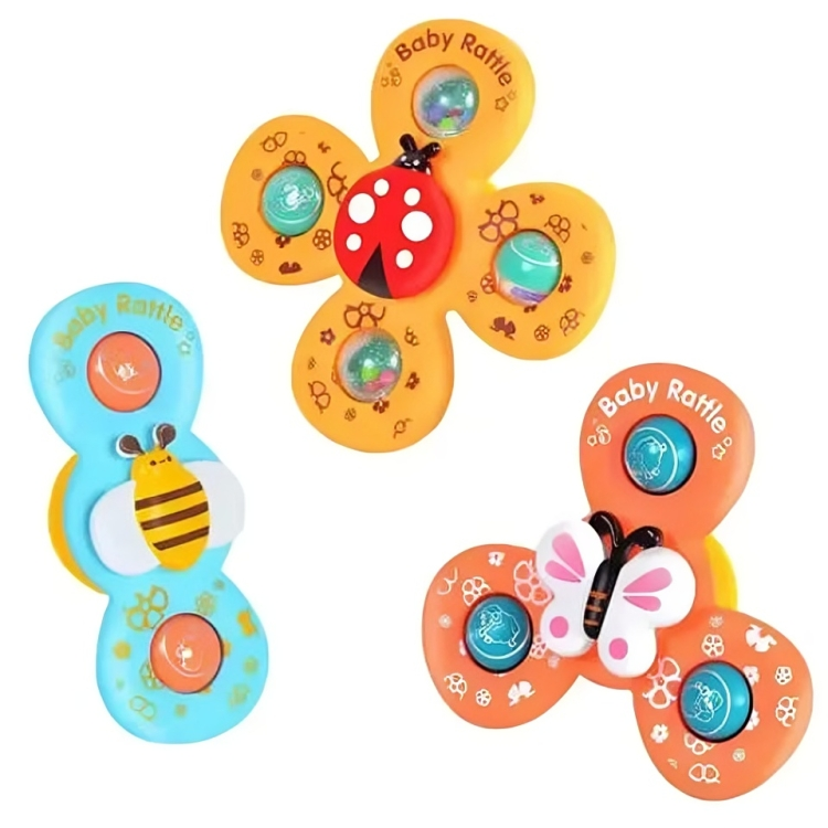 Inez | Brinquedo Spinner com Ventosa | Conjunto para Banho e Carro | 3 Peças