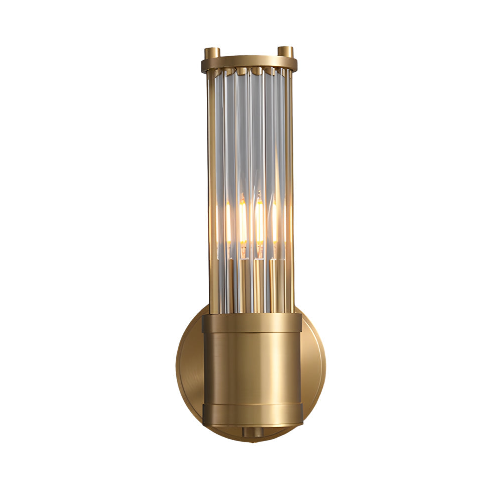 Iris | Candeeiro de Parede Moderno | Vidro Cilíndrico, 1 ou 2 Luzes | Cromado e Dourado