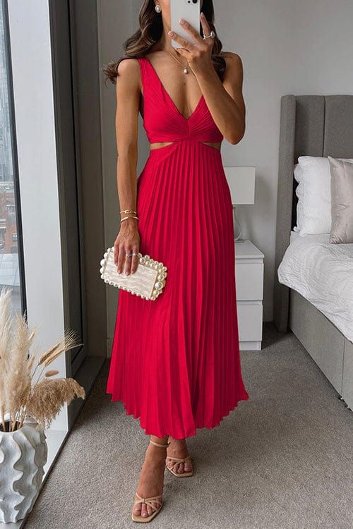 Giselle | Vestido Midi Plissado Cetim Feminino