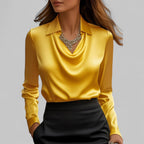 Mulher Blusa Cetim Gola Xale