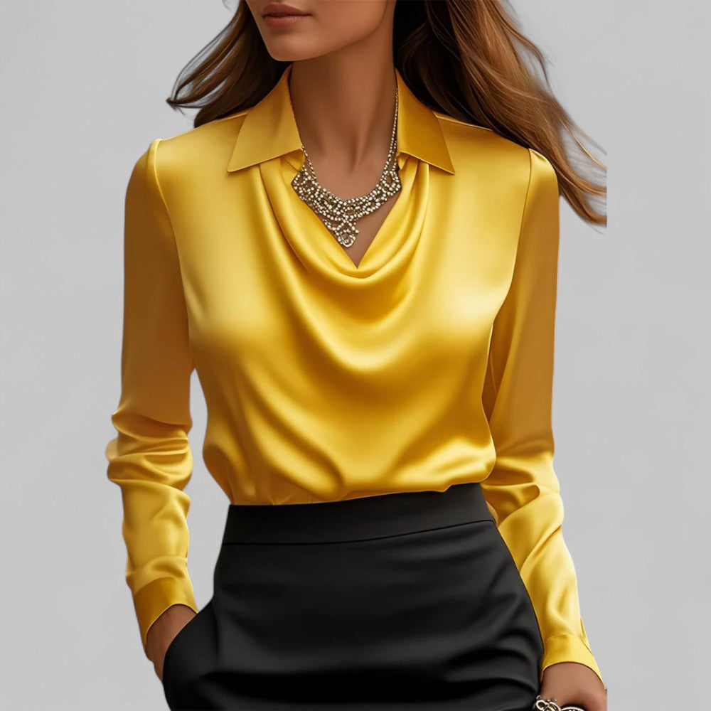 Mulher Blusa Cetim Gola Xale