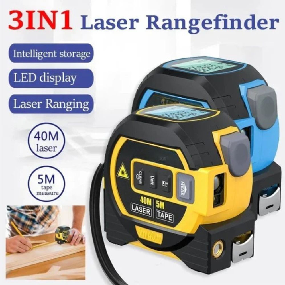 Perla | Fita Métrica Laser 3 em 1 | Infravermelha, Digital, Retroiluminada | Amarelo e Azul