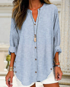 Bexcellent | Blusa Feminina Manga Longa Listrada Decote V