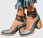Florine | Botas Femininas Tornozelo Salto Bloco Fivelas